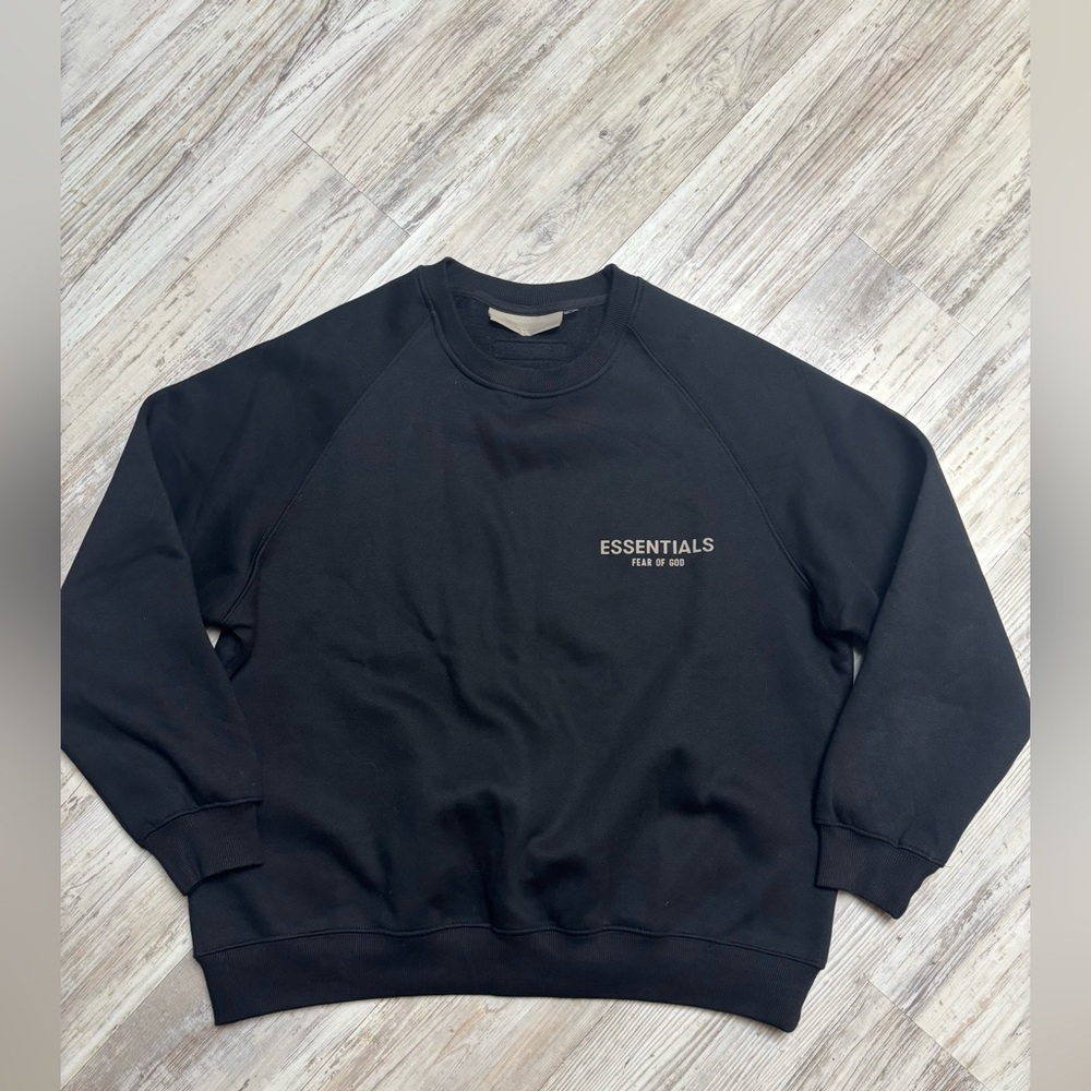 Fear of God Essentials Black Crewneck Sweatshirt Size S Oversized